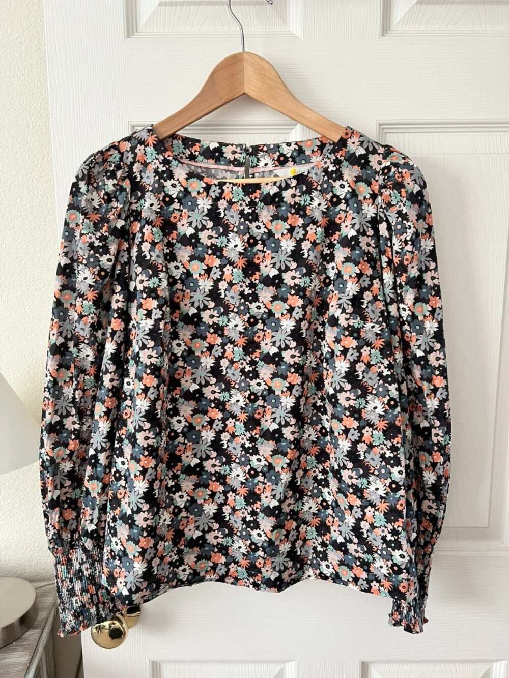 Boden Floral Puff Sleeve Cotton Blouse US 8